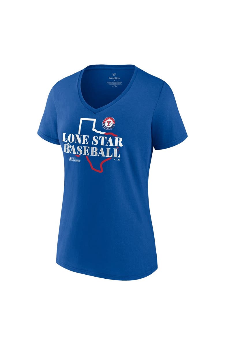 FANATICS Women's Fanatics Branded Royal Texas Rangers 2023 World Series Hometown V-Neck T-Shirt, Alternate, color,
