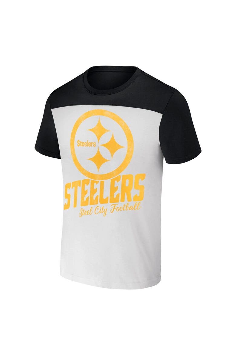 Men's NFL x Darius Rucker Collection by Fanatics White/Black Pittsburgh Steelers Colorblocked T-Shirt, Alternate, color, White