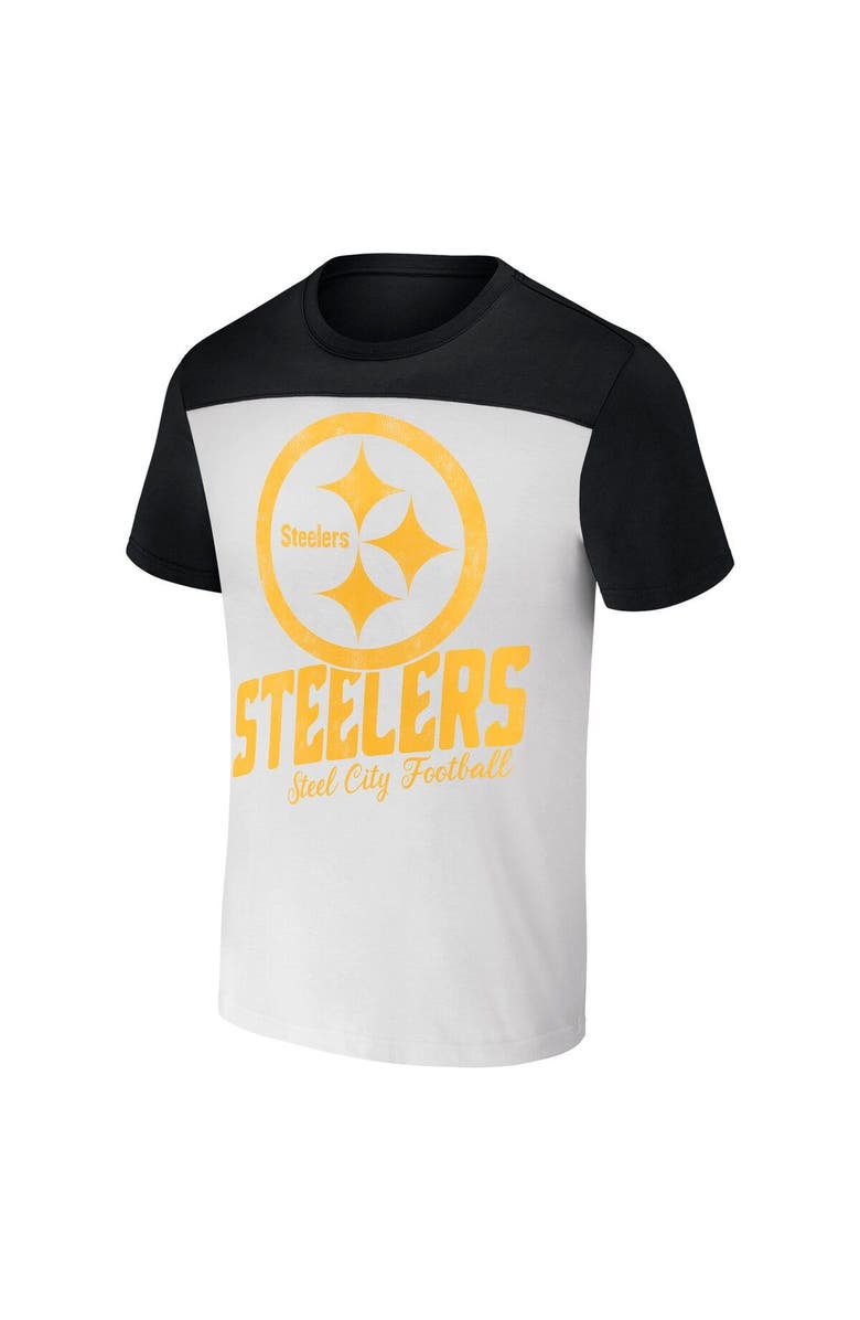 NFL X DARIUS RUCKER Men's NFL x Darius Rucker Collection by Fanatics White/Black Pittsburgh Steelers Colorblocked T-Shirt, Alternate, color, White