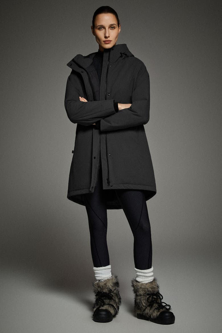 Mid-Length Windproof Parka Coat, Alternate, color, Black