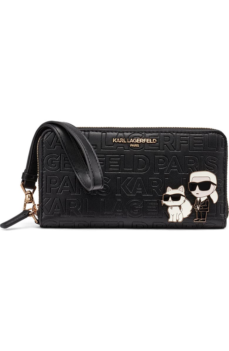 KARL LAGERFELD PARIS Meribel Wallet, Main, color, Black/Gold