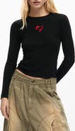 Desigual Floral Embroidery Long Sleeve T-Shirt