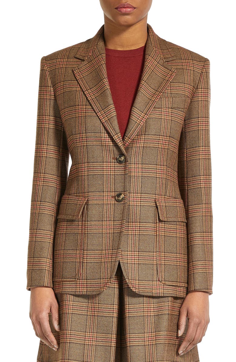 Weekend Max Mara Dorico Plaid Virgin Wool Jacket, Main, color, 