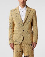 PHILIPP PLEIN Destroyed Denim Jacquard Blazer Monogram Men