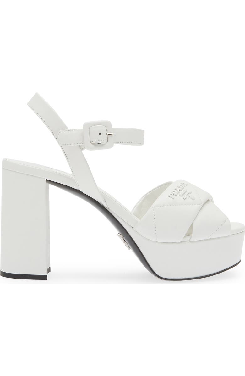 Prada Diagram Platform Sandal, Alternate, color, White