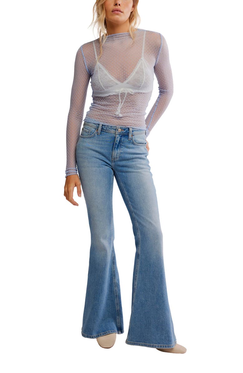 Free People Minding My Business Sheer Top, Alternate, color, Cashmere Blue
