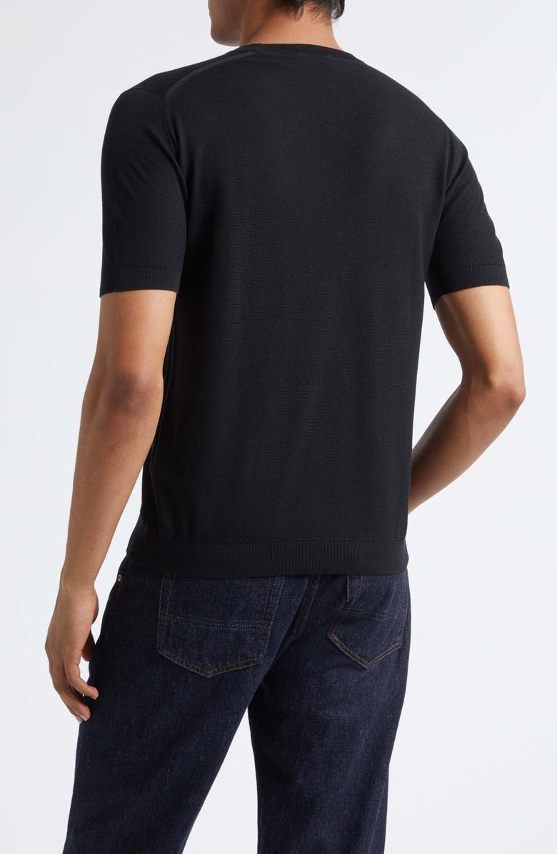 John Smedley Park Cotton Piqué T-Shirt, Alternate, color, Black