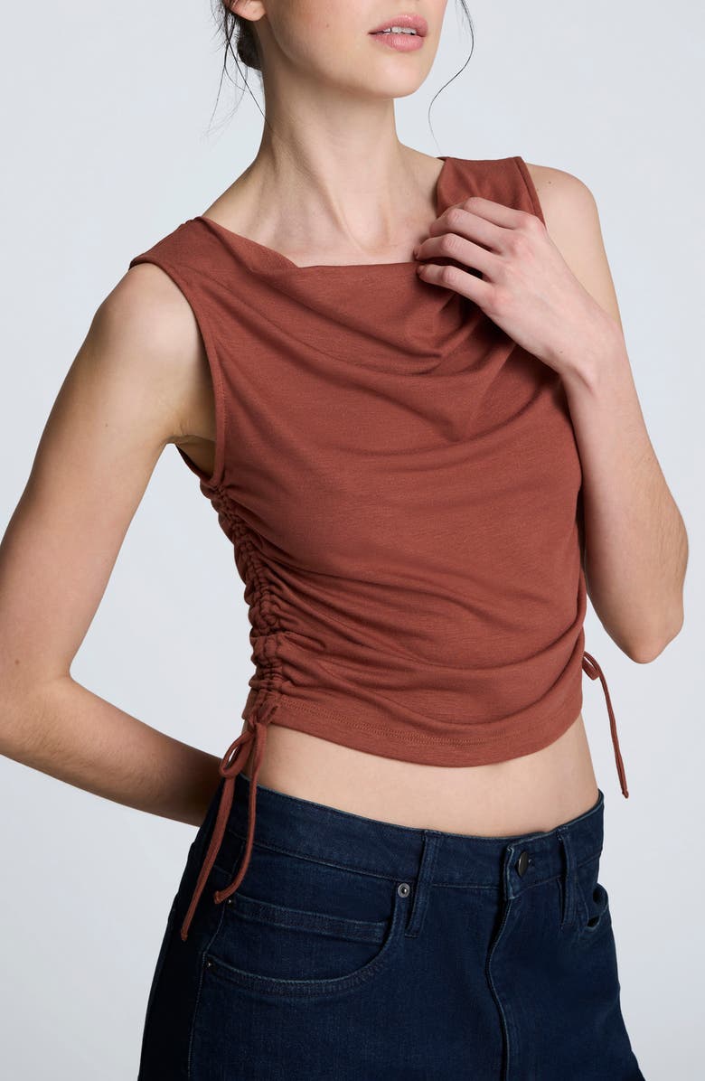 Kenneth Cole Ruched Jersey Crop Tank, Main, color, Russet