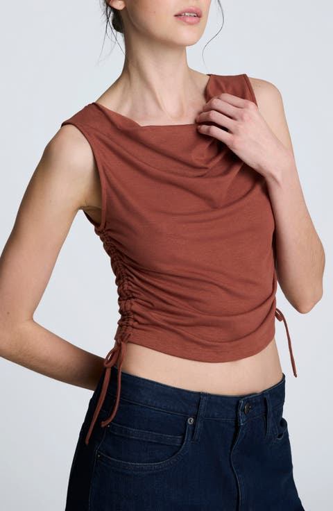 Ruched Jersey Crop Tank