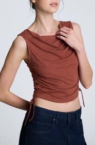Kenneth Cole Ruched Jersey Crop Tank