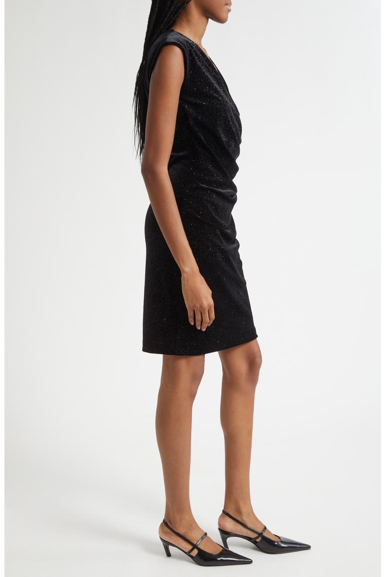 Metallic Chenille Faux Wrap Dress, Alternate, color, SOLID BLACK