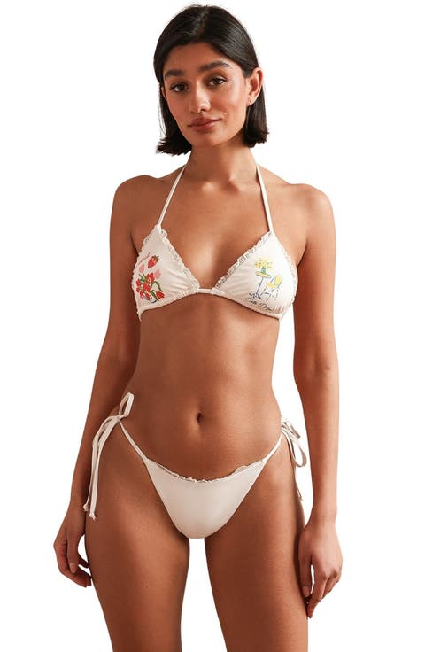 Palm Tie Back Triangle Bikini Top