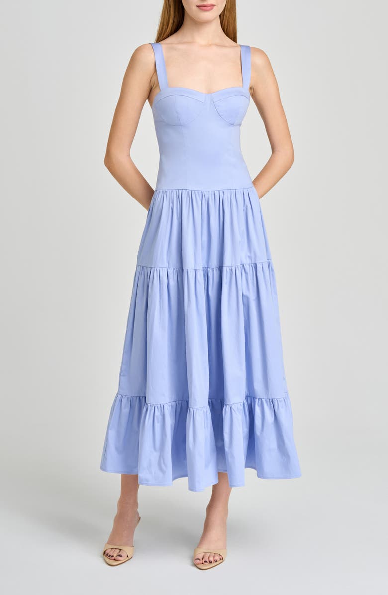 WAYF Melinda Sweetheart Neck Midi Dress, Main, color, Blue