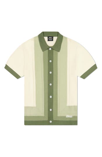 Wesc Short Sleeve Cotton Button-down Sweater In Multi