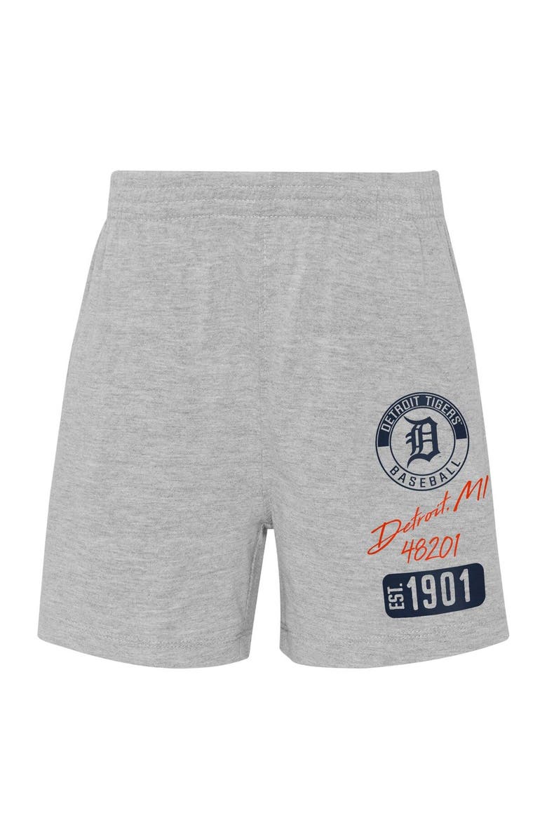 Outerstuff Infant Orange/Heather Gray Detroit Tigers Ground Out Baller Raglan T-Shirt and Shorts Set, Alternate, color, 