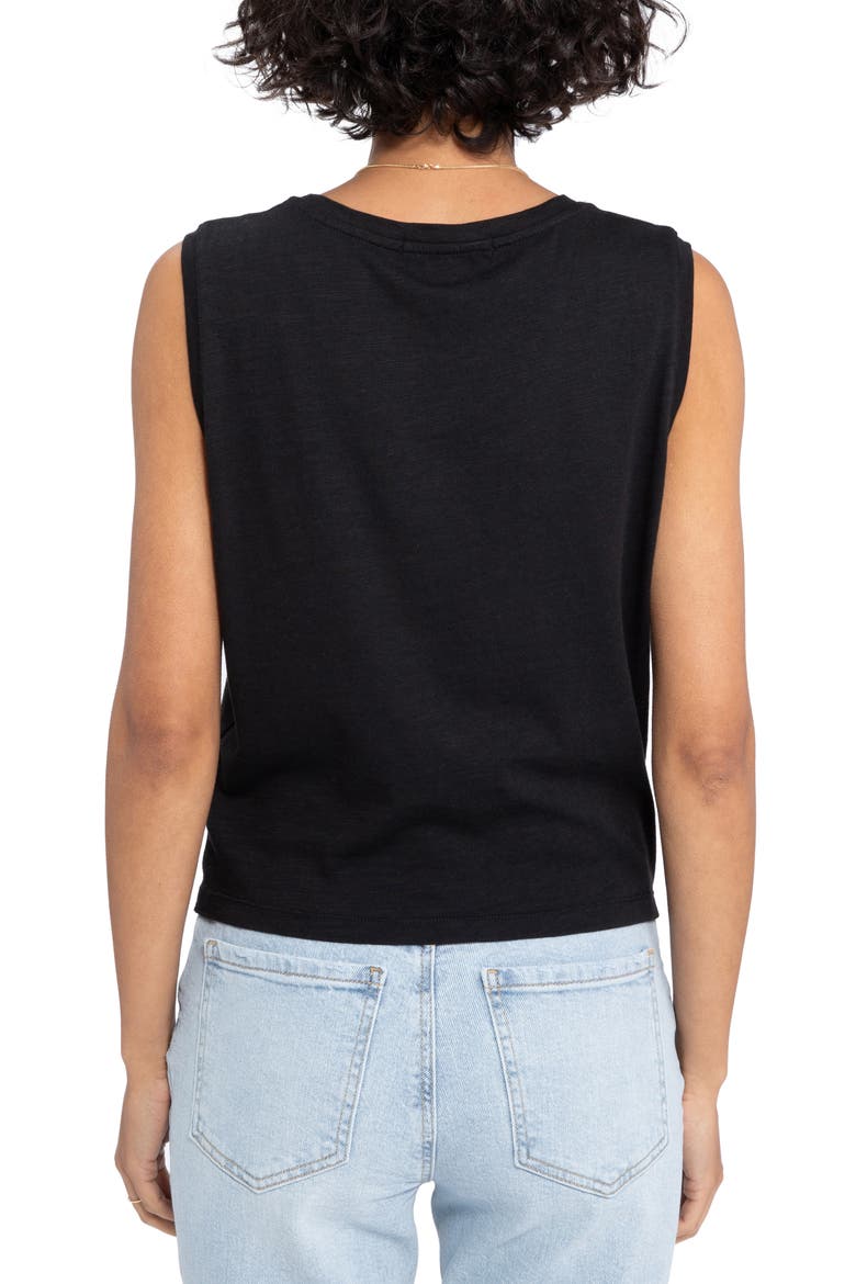 Twisted Cotton Blend Slub Jersey Tank, Alternate, color, BLACK