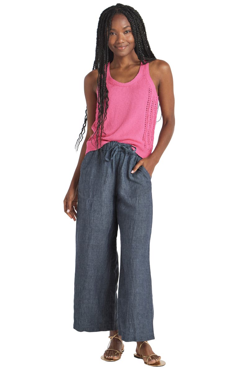 Splendid Stella Linen Crop Wide Leg Pants, Alternate, color, Navy