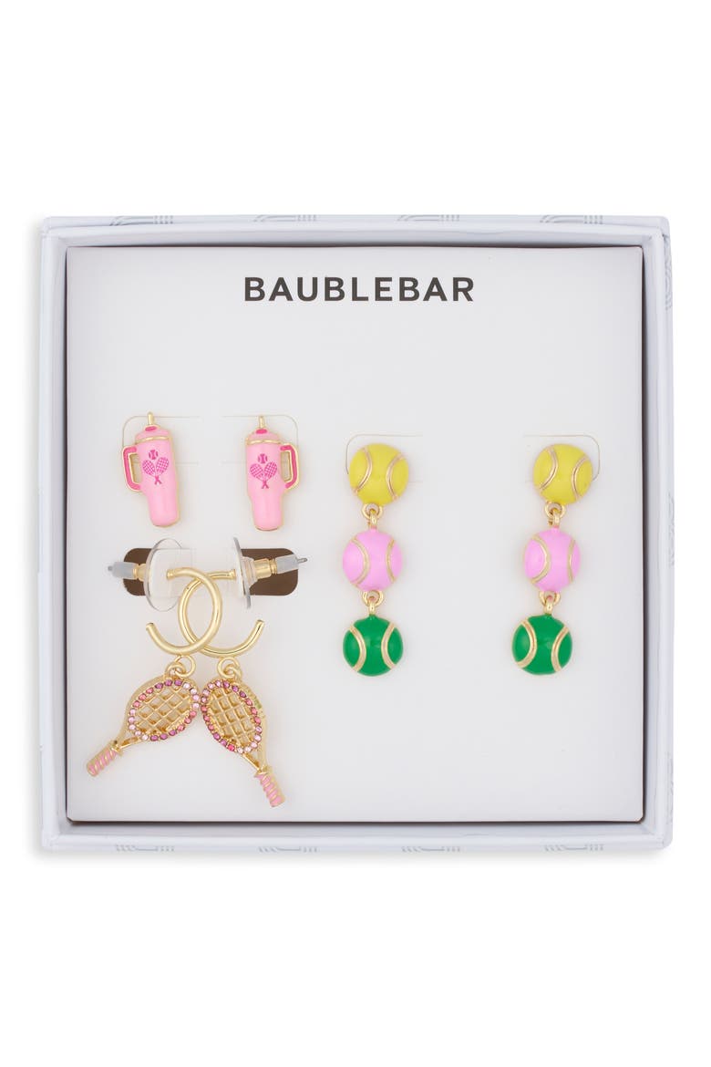 Set of 3 Pairs Match Point Earrings, Alternate, color, MULTI