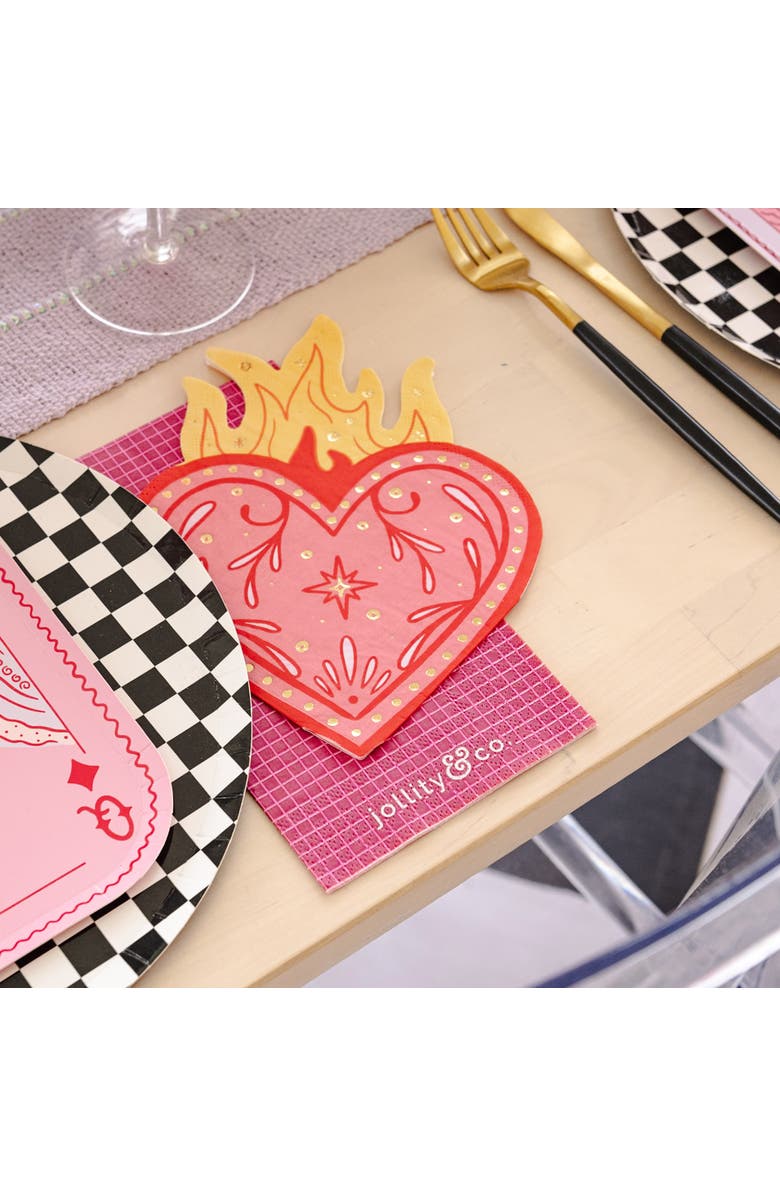 Jollity & Co. Magenta Grid Print Guest Napkins, Alternate, color, Assorted Pre-Pack