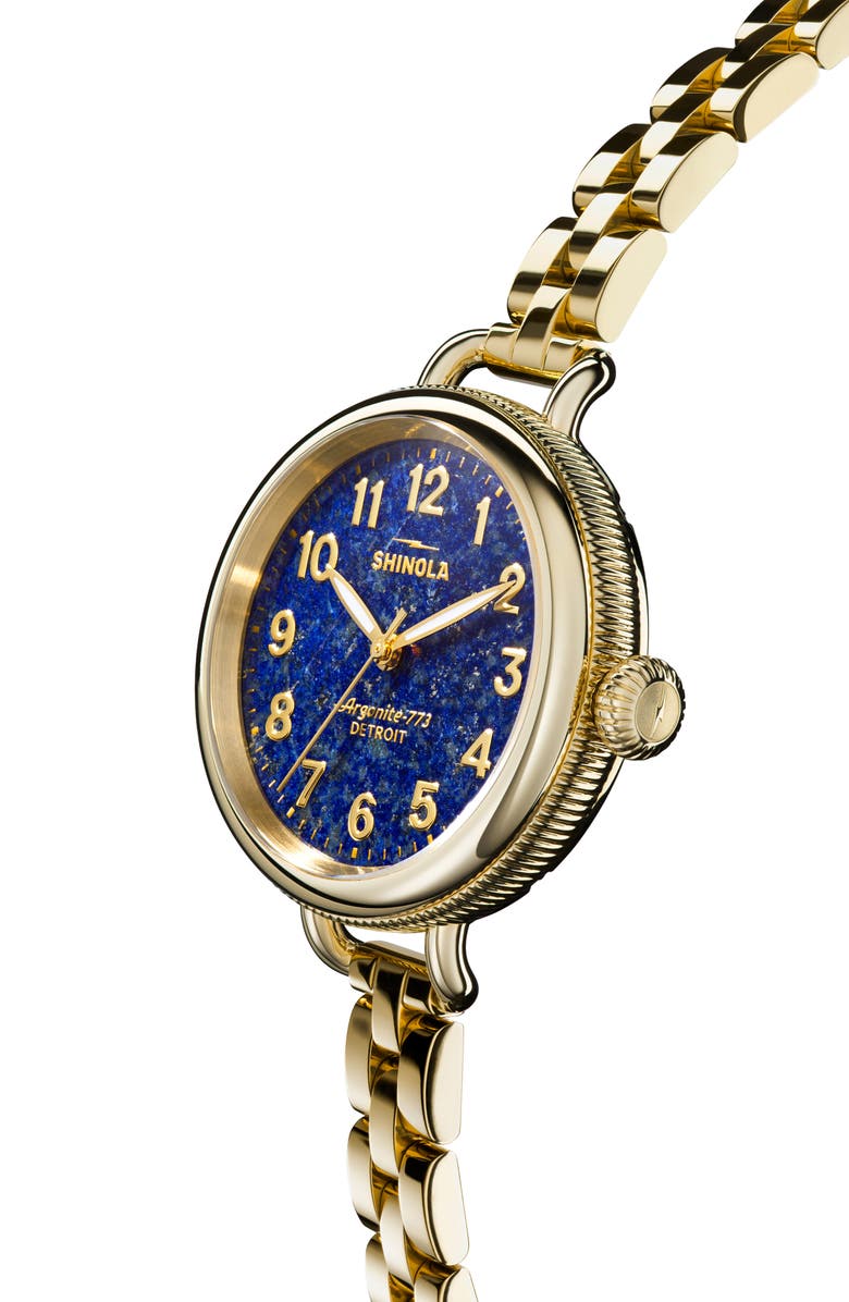 Shinola Birdy Lapis Lazuli Bracelet Watch, 34mm, Alternate, color, Lapis
