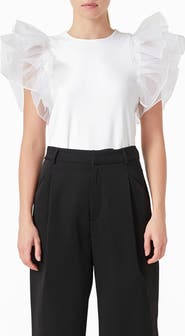 Endless Rose Organza Ruffle Sleeve Top
