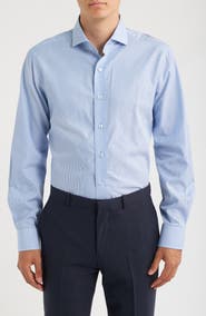 Lorenzo Uomo Trim Fit Pinstripe Cotton Dress Shirt