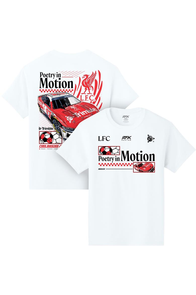 Men's Classic Ink White Chris Buescher Liverpool FC Car T-Shirt, Main, color, White