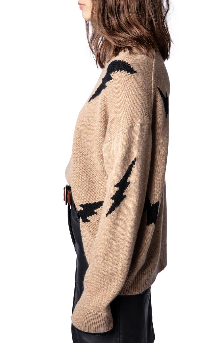 Zadig & Voltaire Markus Lightning Bolt Cashmere Sweater, Alternate, color, 