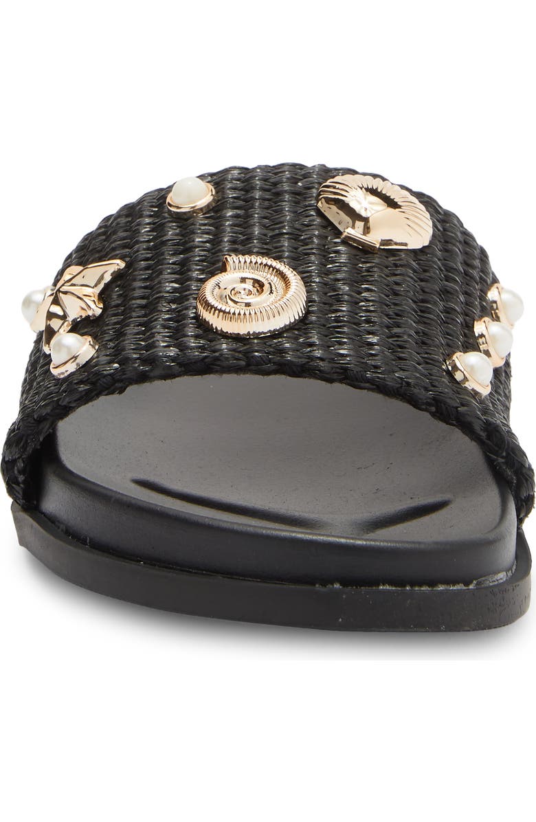 TOP MODA Daneia Raffia Slide Sandal, Alternate, color, Black Raffia