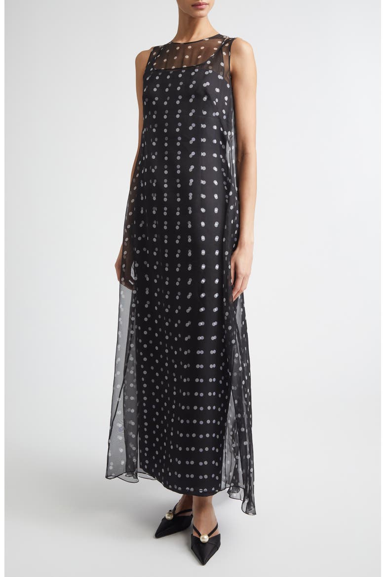 Layered Polka Dot Silk Organza Dress, Alternate, color, POLKA DOT