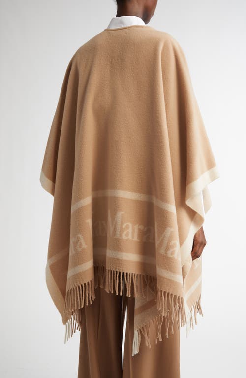 Max Mara Hilde Logo Jacquard Wool Poncho In Camel