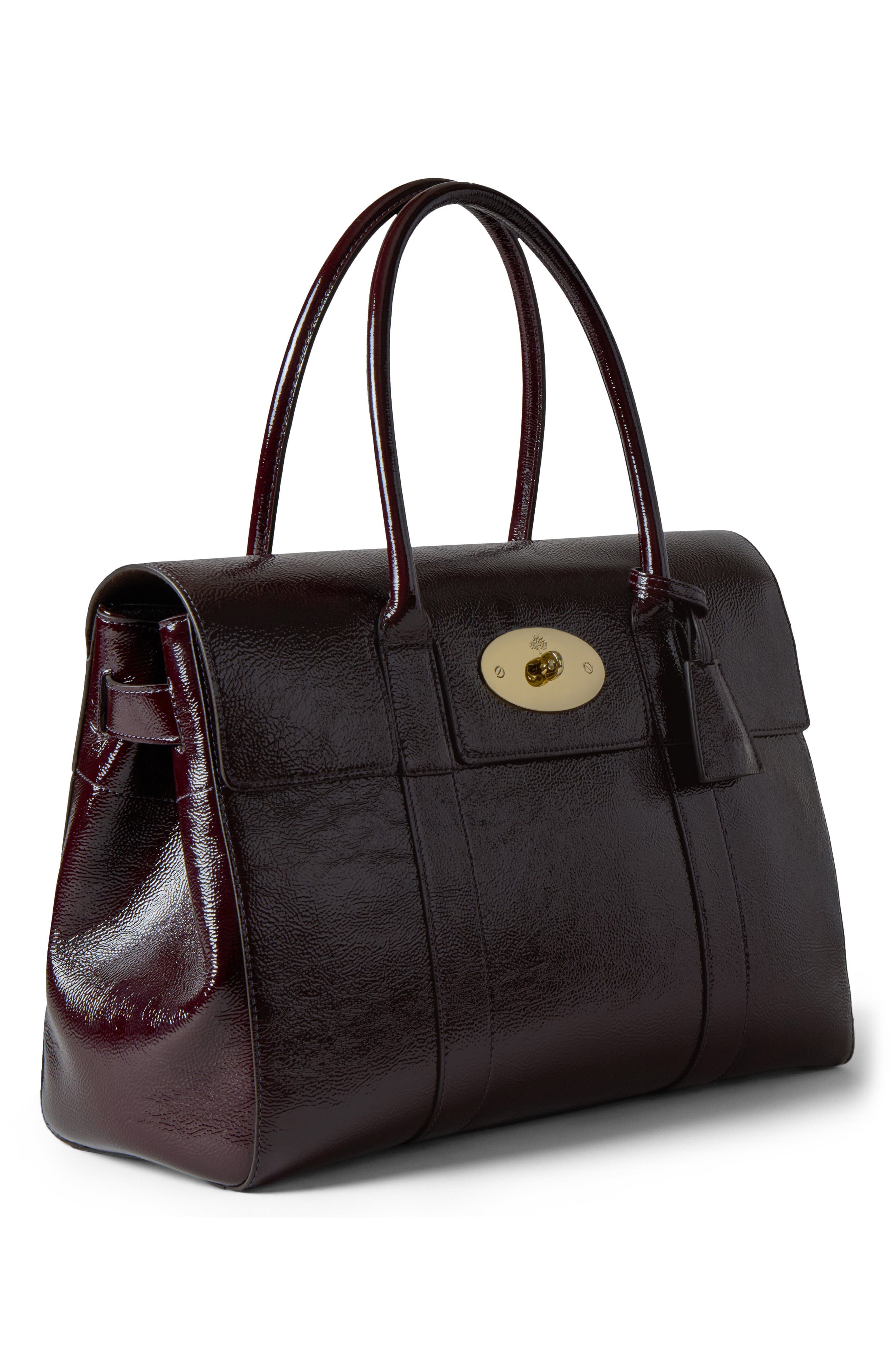 Mulberry Bayswater Patent Leather Handbag, Alternate, color, Deep Aubergine