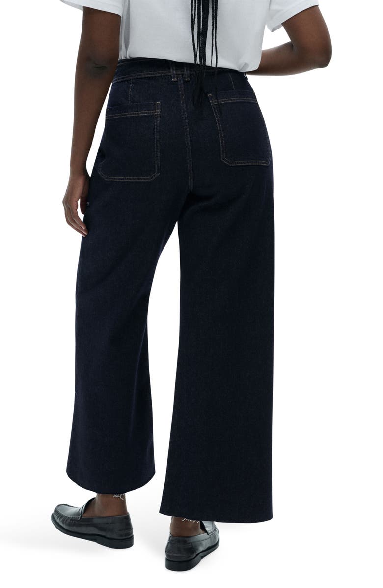 MANGO Catherin Raw Hem High Waist Wide Leg Culotte Jeans, Alternate, color, Open Blue