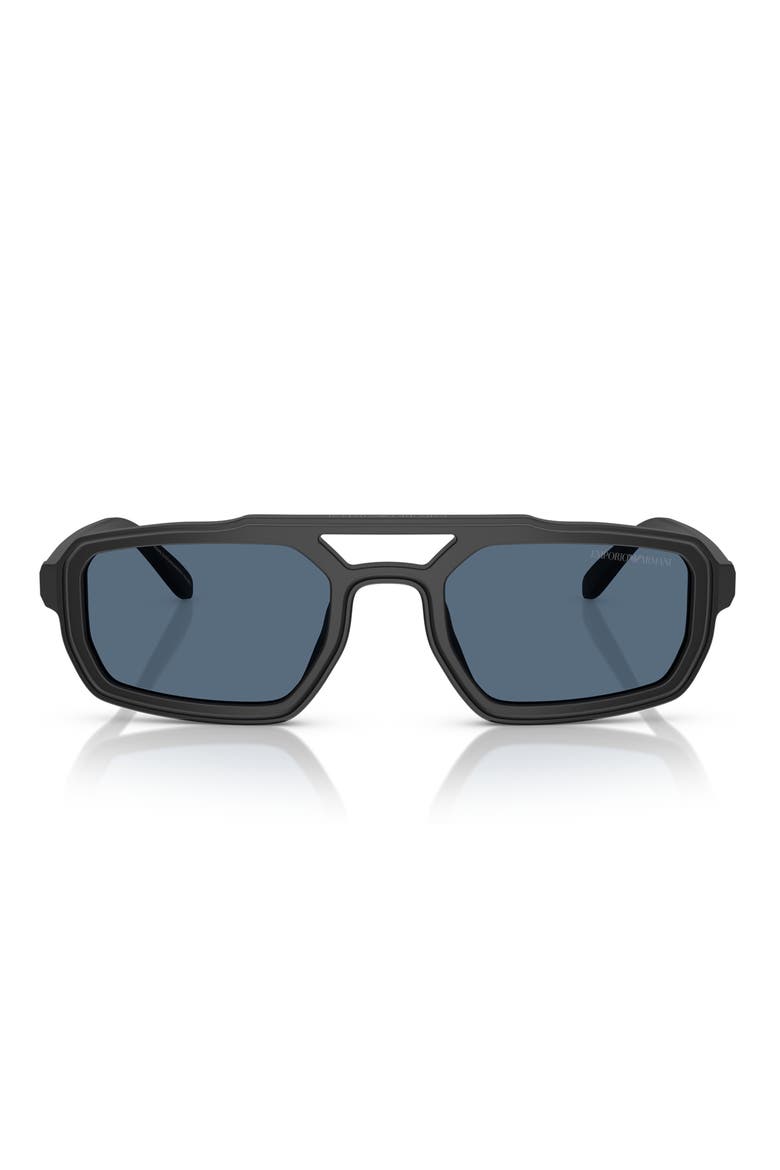 53mm Irregular Sunglasses, Main, color, MATTE BLACK / DARK BLUE