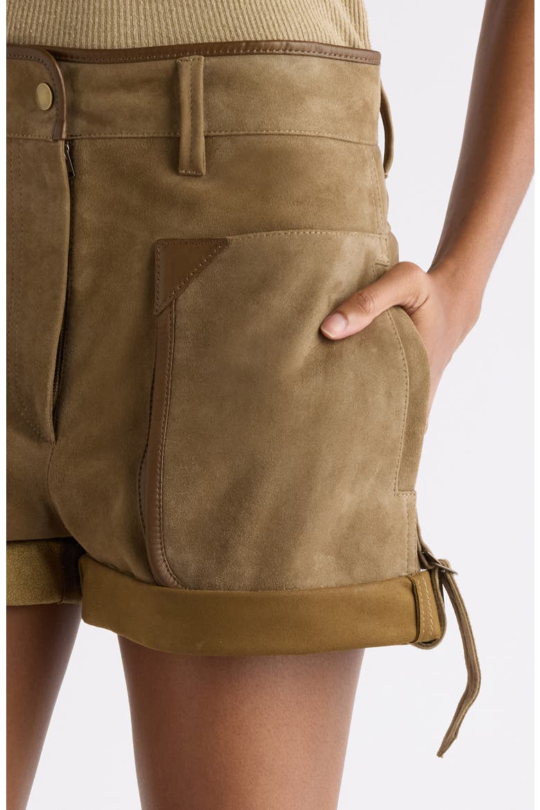 Marline Cuffed Suede Shorts, Alternate, color, BRONZE