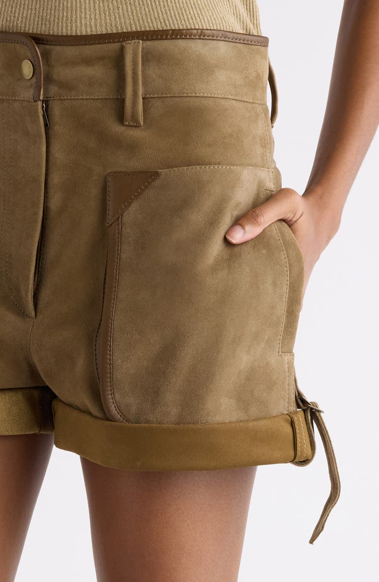 Isabel Marant Marline Cuffed Suede Shorts, Alternate, color, Bronze