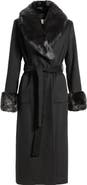 Via Spiga Wool Blend Coat with Faux Fur Trim