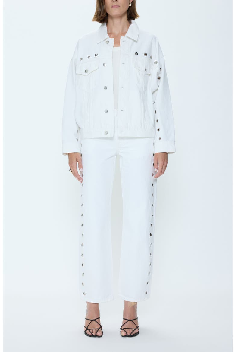 Lexi Mid Rise Bowed Straight Leg Jeans, Alternate, color, VIVID WHITE