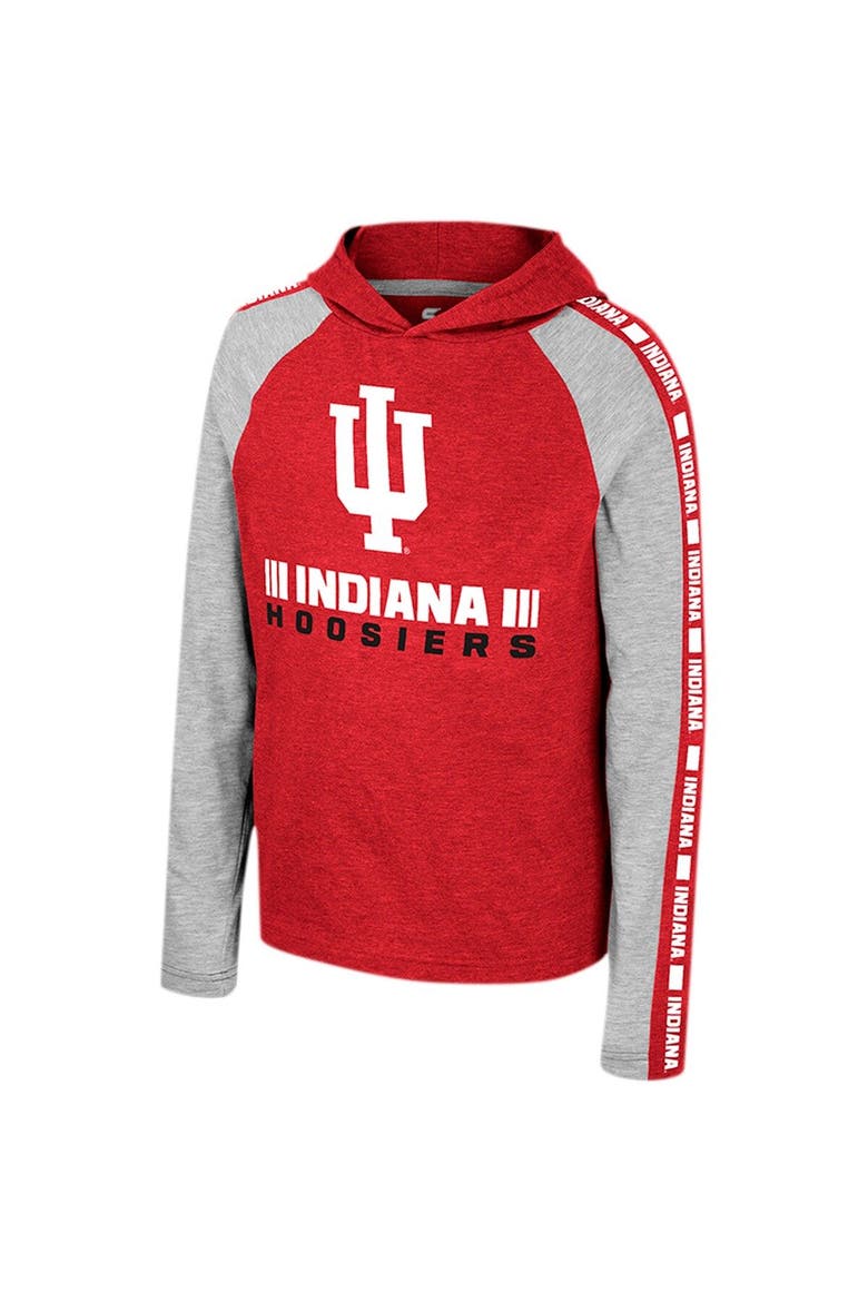 Youth Colosseum Crimson Indiana Hoosiers Ned Raglan Long Sleeve Hooded T-Shirt, Alternate, color, Crimson