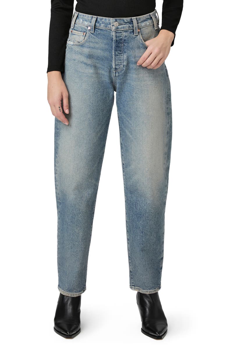 PAIGE Alexis High Waist Ankle Barrel Jeans, Main, color, Cats Meow Distressed