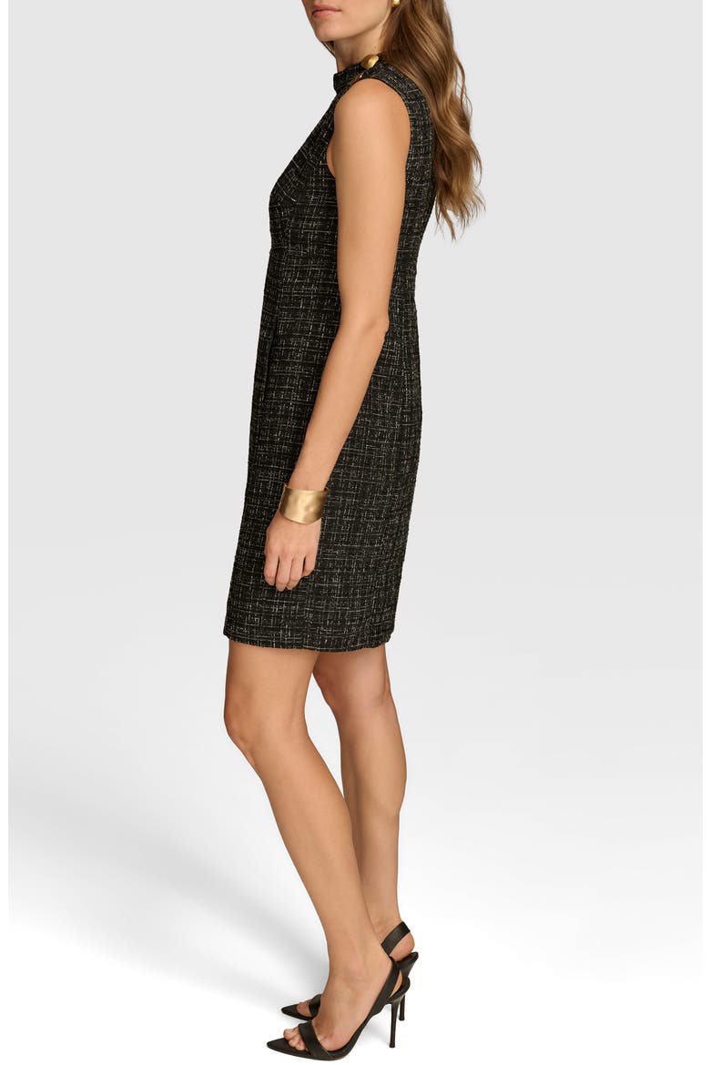 Tweed Sleeveless Sheath Dress, Alternate, color, BLACK/ CREAM
