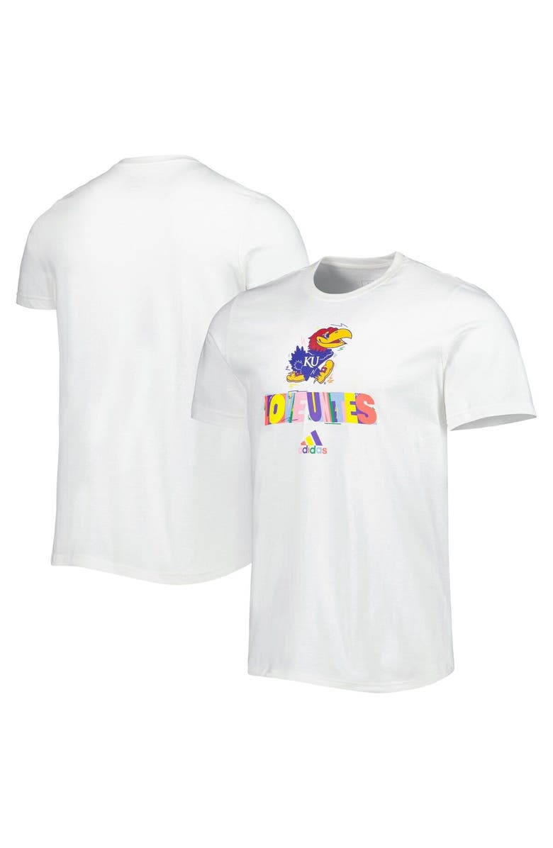 adidas Men's adidas White Kansas Jayhawks Pride Fresh T-Shirt, Main, color,