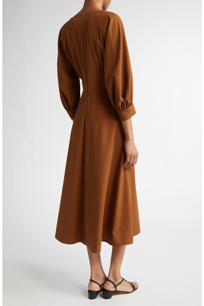 Pedaggi Cotton Poplin Fit & Flare Dress, Alternate, color, TOBACCO