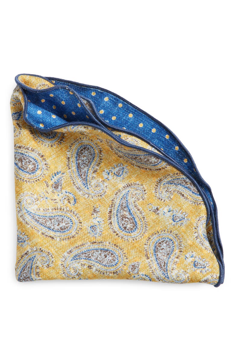 EDWARD ARMAH Paisley & Dot Reversible Silk Pocket Circle, Main, color,