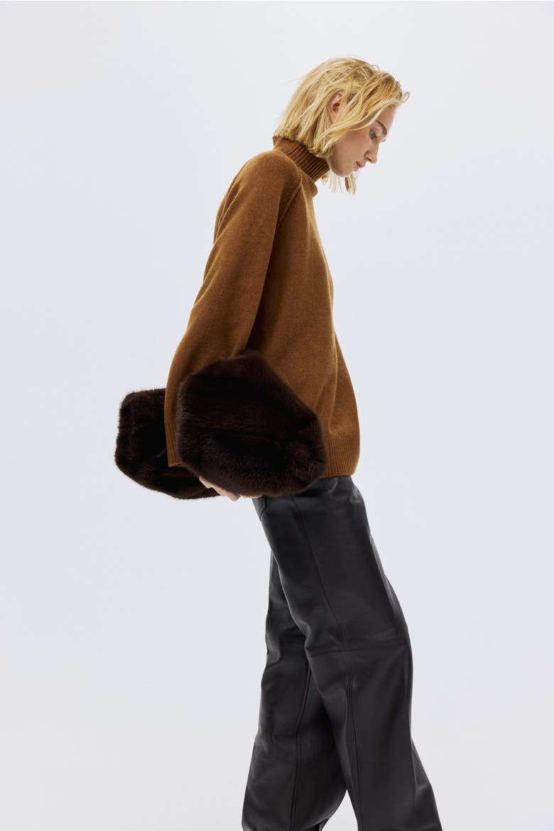 Oversized Turtleneck Jumper, Alternate, color, Brown