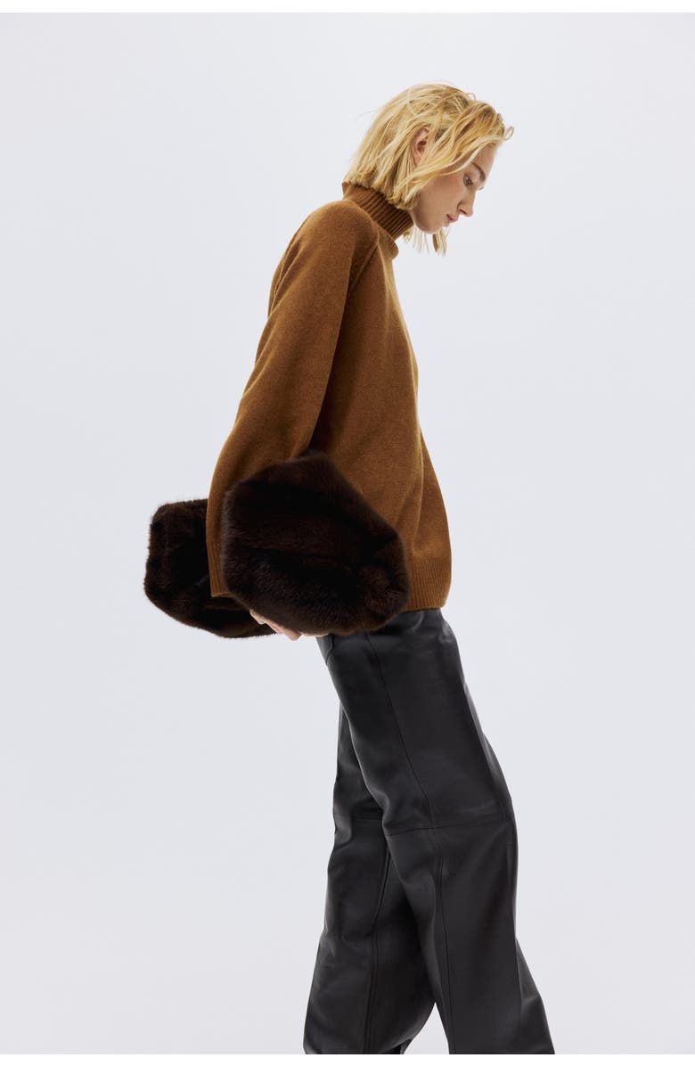 H&M Oversized Turtleneck Jumper, Alternate, color, Brown