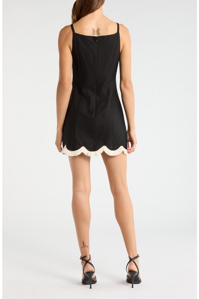 Encore Fray Scallop Hem Minidress, Alternate, color, BLACK