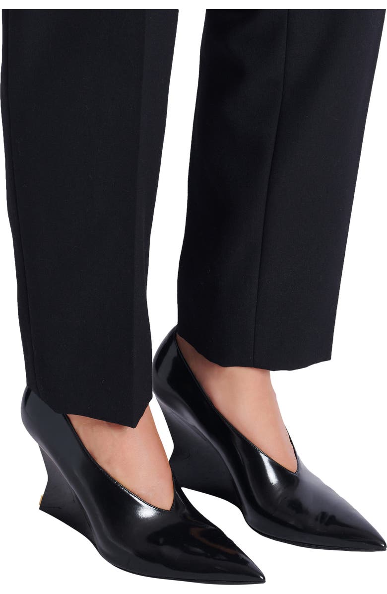 Balmain Shiny lambskin Wedge pumps, Alternate, color, Black