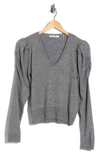 Frame Frankie V-neck Wool Blend Sweater In Gray