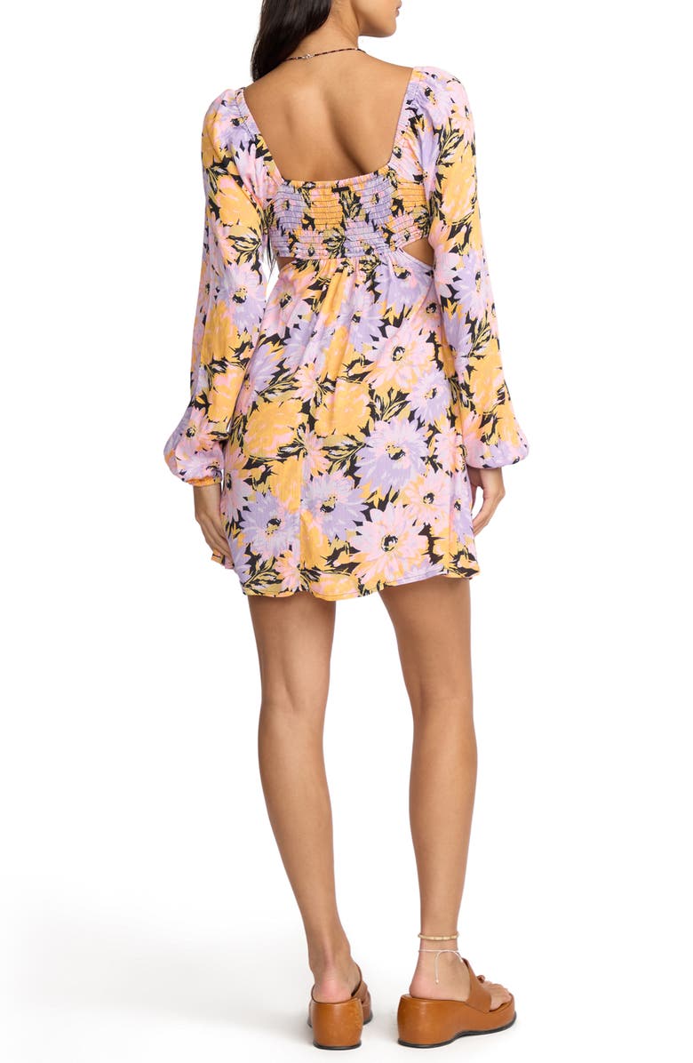 Billabong Last Call Cutout Long Sleeve Minidress, Alternate, color, Black Sands